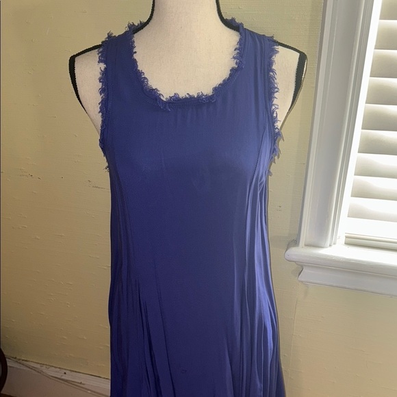 Blue Raw Hem Swing Mini Dress - Picture 6 of 7